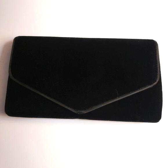 Vintage 90s black velours clutch/handbag - Picture 1 of 5